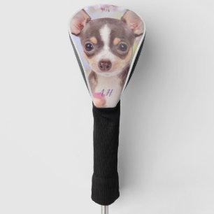 Chihuahua Hund mit Monogramm Golfkopf Golf Headcover