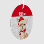 Chihuahua Hund mit Name und Foto Ornament (Vorderseite)