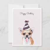 Chihuahua Hund mit Party Hat Card (Vorderseite)
