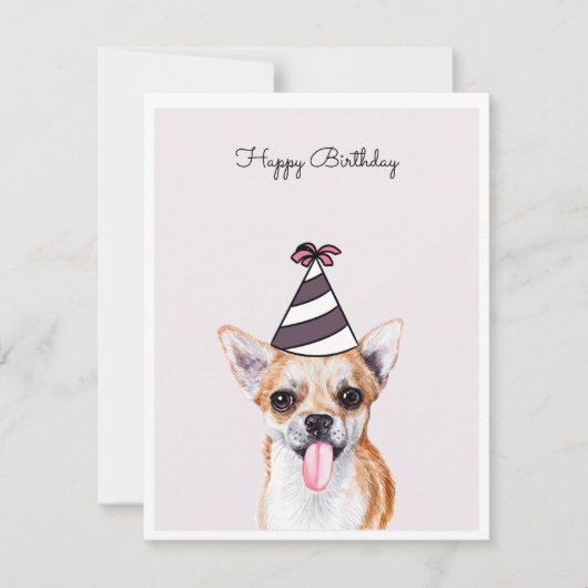 Chihuahua Hund mit Party Hat Card (Vorderseite)
