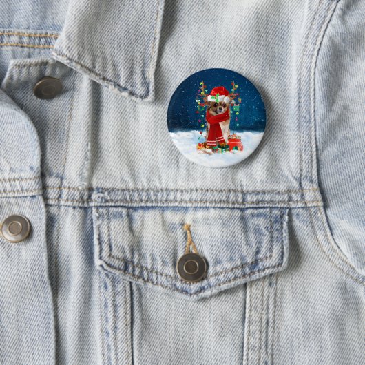 Chihuahua Hund mit Weihnachtsgeschenken Button (Beispiel)