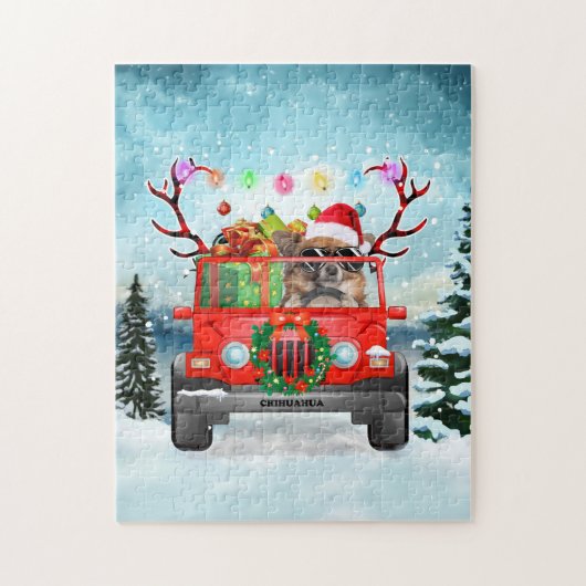Chihuahua Hund mit Weihnachtsgeschenken Puzzle (Vertikal)