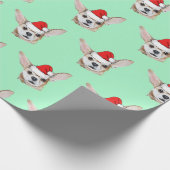Chihuahua Hund mit Weihnachtsmannmütze Geschenkpapier (Ecke)