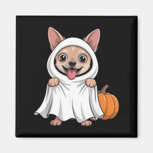 Chihuahua-Hund mit weißem Geisterkostüm Hund Magnet