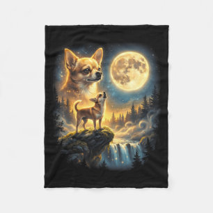 Chihuahua-Hund mondhelle Nachtkunst Chihuahua heul Fleecedecke
