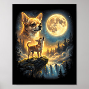 Chihuahua-Hund Mondnacht Kunst Chihuahua Heulen  Poster