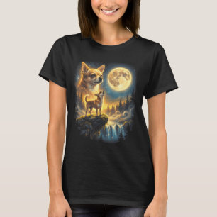 Chihuahua-Hund Mondnacht Kunst Chihuahua Heulend  T-Shirt