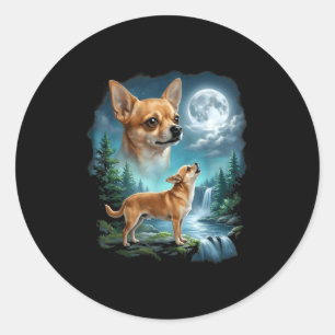 Chihuahua-Hund Mondnacht Kunst Chihuahua heult Runder Aufkleber