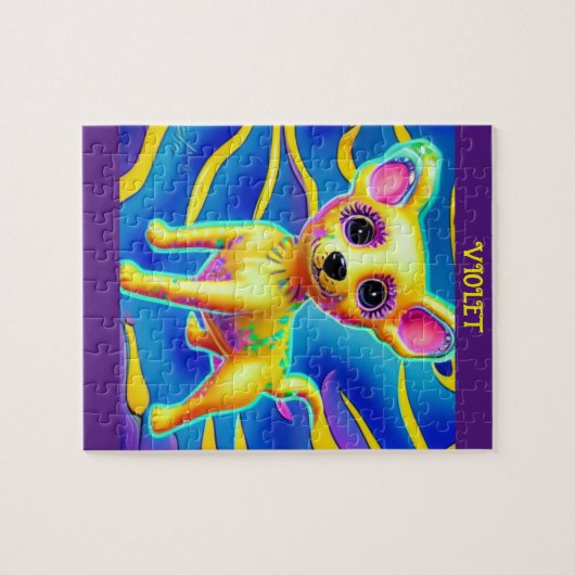 CHIHUAHUA HUND PUZZLE MIT PERSONALISIERTEM NAMEN. (Horizontal)
