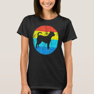 Chihuahua Hund Rasse Silhouette Retro 1970er-Kreis T-Shirt