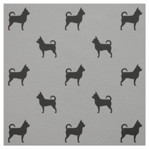 Chihuahua Hund Rasse Silhouetten Grau und Schwarz Stoff