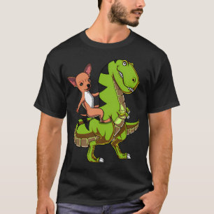 Chihuahua-Hund reitet T-Rex-Dinosaurier T-Shirt