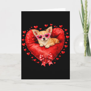 Chihuahua Hund roter Ballon Herz Valentinstag Lieb Karte
