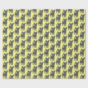 Chihuahua-Hund-Silhouette G&B-Rasterlinie Gelb Geschenkpapier
