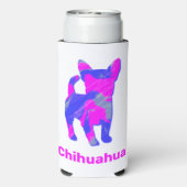 Chihuahua Hund Silhouette Hot Pink & Blue Selters Dosenkühler (Seltzer Rückseite)