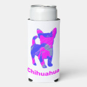 Chihuahua Hund Silhouette Hot Pink & Blue Selters Dosenkühler (Seltzer Vorderseite)