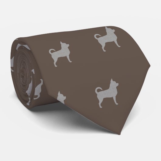 Chihuahua Hund Silhouetten Muster Krawatte (Gerollt)