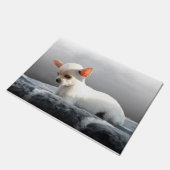Chihuahua Hund Sitting Dog Portrait Art Malerei Fußmatte (Schrägansicht)