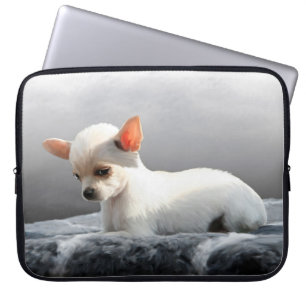 Chihuahua Hund Sitting Dog Portrait Art Malerei Laptopschutzhülle