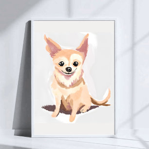 Chihuahua-Hund   Süßer Hund Haustier Welpe Wasserf Poster