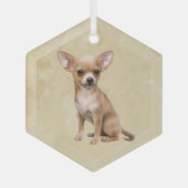 Chihuahua Hund Tier Tierart Art Ornament Aus Glas (Vorderseite)