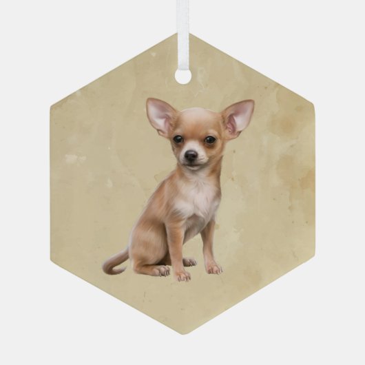 Chihuahua Hund Tier Tierart Art Ornament Aus Glas (Rückseite)