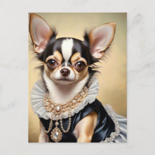 Chihuahua Hund trägt Kleid Postkarte