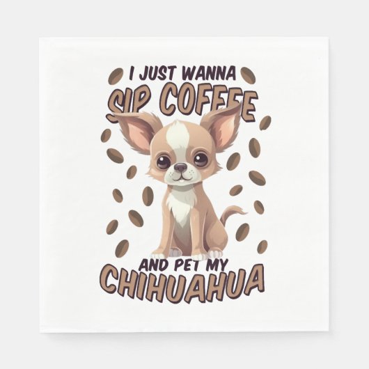 Chihuahua Hund und Kaffeebohnen Serviette (Vorderseite)