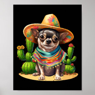 Chihuahua Hund und Sombrero Hat mexikanische Fiest Poster
