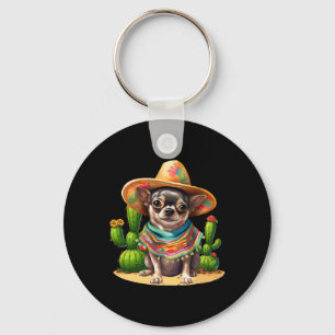 Chihuahua Hund und Sombrero Hat mexikanische Fiest Schlüsselanhänger