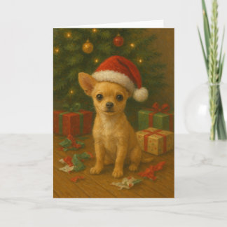 Chihuahua-Hund unter einem Weihnachtsbaum Feiertagskarte