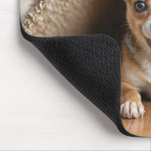 Chihuahua Hund unter einer Beige-Rug Mousepad (Ecke)