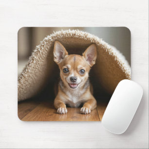 Chihuahua Hund unter einer Beige-Rug Mousepad