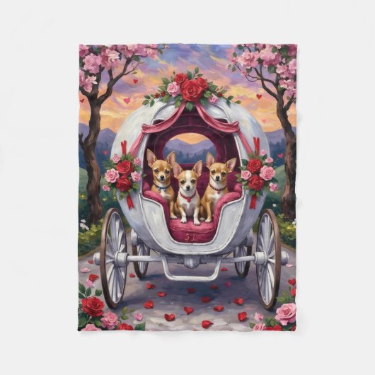 Chihuahua-Hund Valentinstag Fleecedecke (Vorderseite)