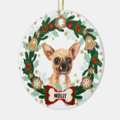 Chihuahua Hund Weihnachten Niedlicher Hund Kekssch Keramik Ornament (Links)