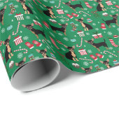 Chihuahua Hund Weihnachten schwarz und braun Geschenkpapier (Rolleneckpunkt)