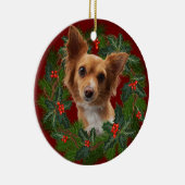 Chihuahua Hund Weihnachten Weihnachtskranz Weihnac Keramik Ornament (Rechts)