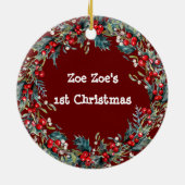 Chihuahua Hund Weihnachten Weihnachtskranz Weihnac Keramik Ornament (Hinten)