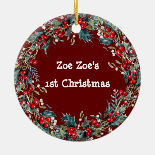 Chihuahua Hund Weihnachten Weihnachtskranz Weihnac Keramik Ornament (Hinten)