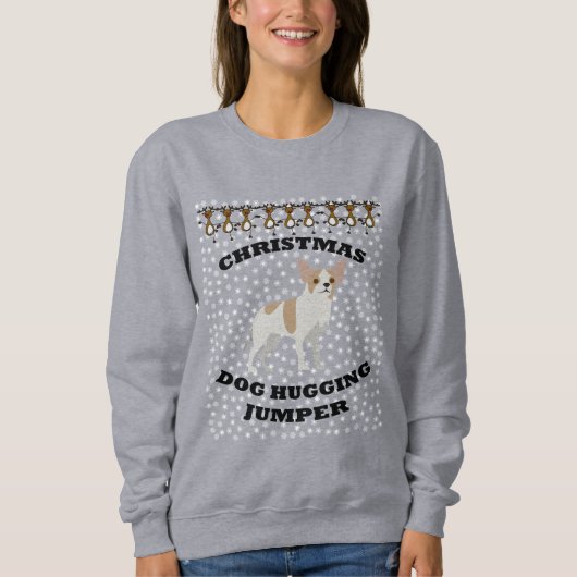 Chihuahua Hund Weihnachtshund umarmt Sweatshirt (Vorderseite)