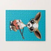 Chihuahua-Hündchen, das polnische Flaggen-Gitarre Puzzle (Horizontal)