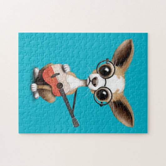 Chihuahua-Hündchen, das polnische Flaggen-Gitarre Puzzle (Horizontal)