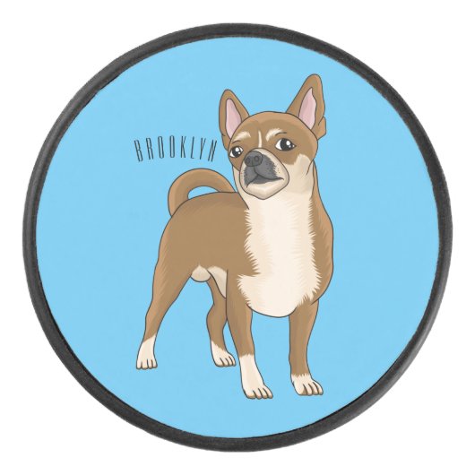 Chihuahua Hunde Cartoon Illustration Eishockey Puck (Vorderseite)
