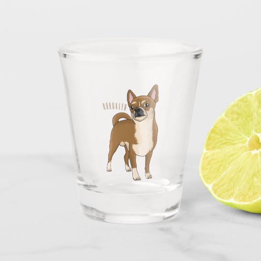Chihuahua Hunde Cartoon Illustration Schnapsglas (Vorderseite)