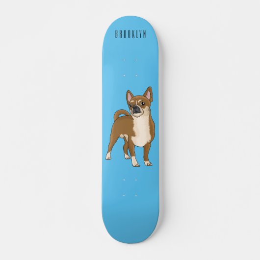 Chihuahua Hunde Cartoon Illustration Skateboard (Vorne)