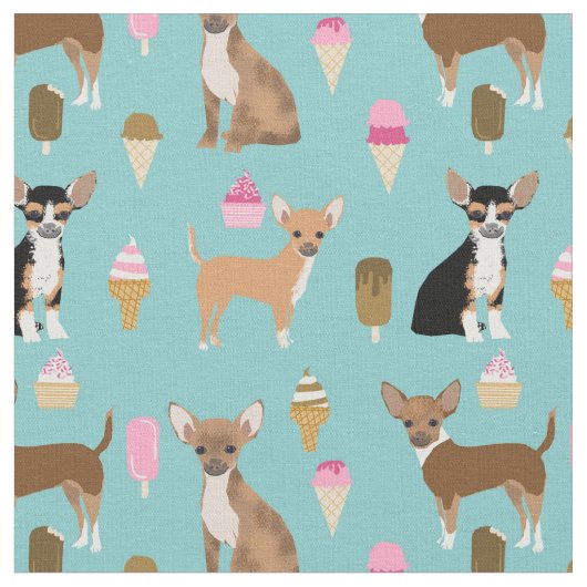 Chihuahua Hunde Eiscreme Stoff (Nahaufnahme)