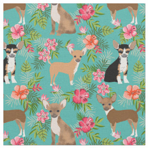 Chihuahua Hunde Hibiskus tropisch Stoff