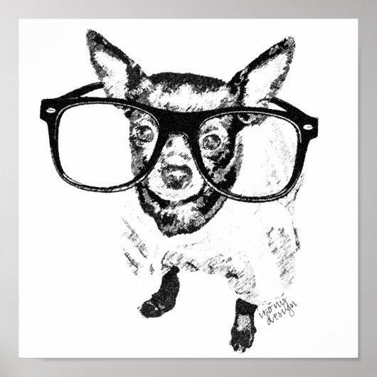 Chihuahua-Hunde-Illustration Zeichnend Poster (Vorne)