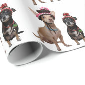 Chihuahua-Hunde in Hüten Geschenkpapier (Rolleneckpunkt)