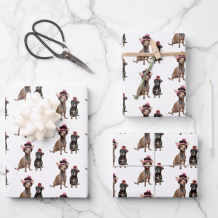 Chihuahua-Hunde in Hüten Geschenkpapier Set
